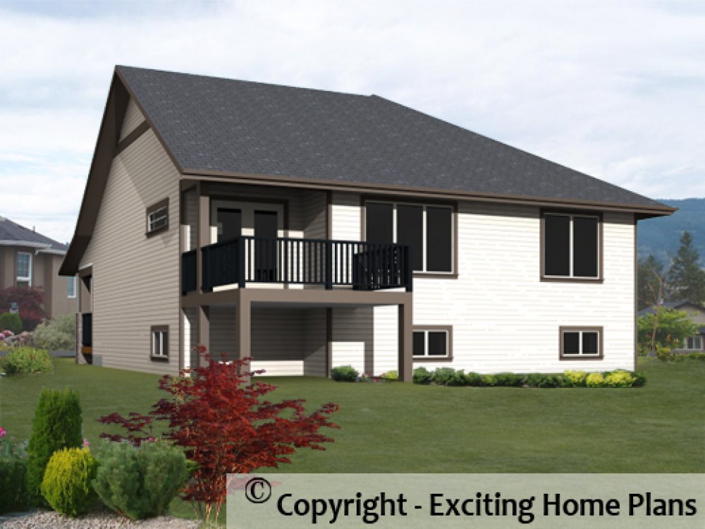 House Plan E1179-10 Rear 3D View