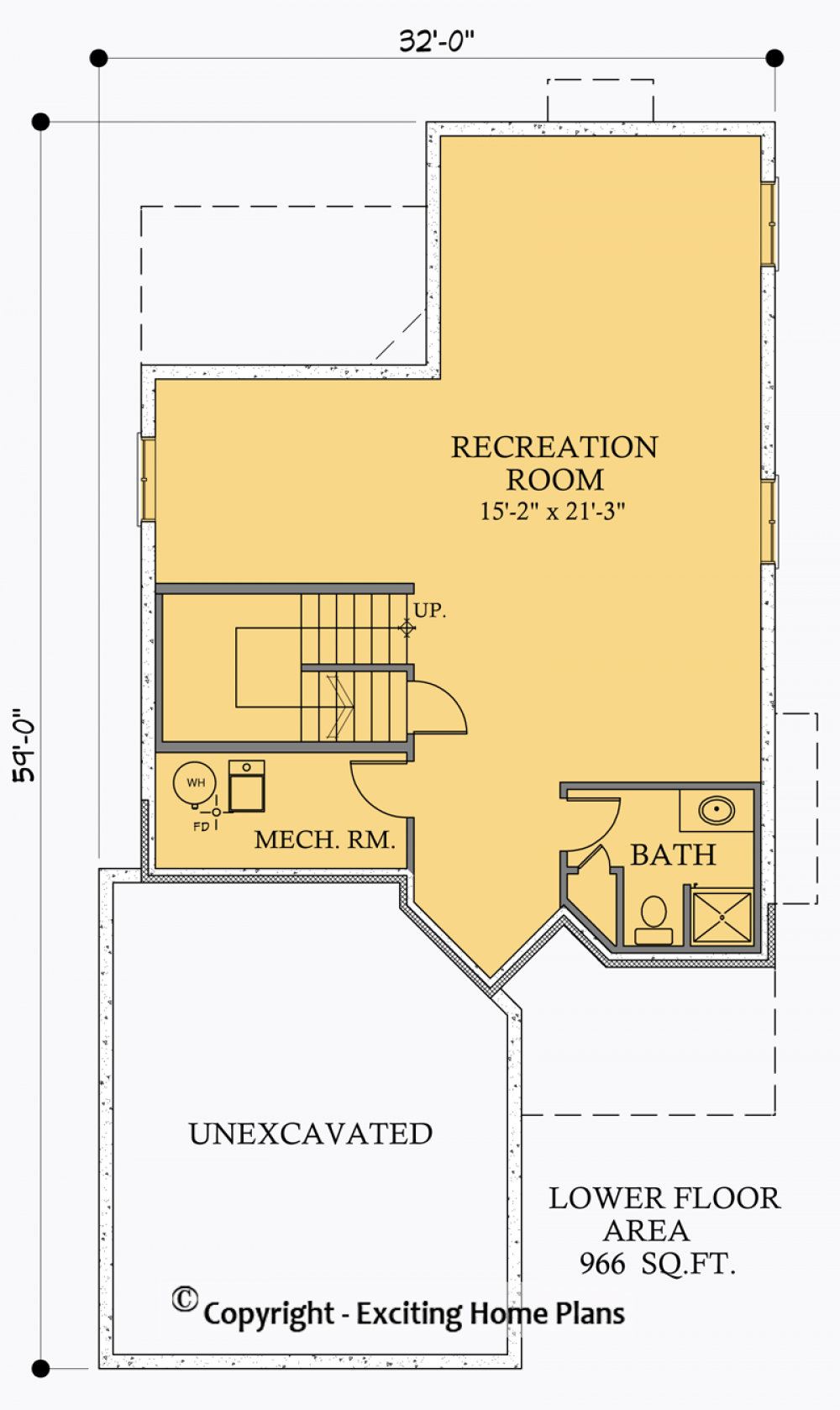 House Plan E1026-10 Lower Floor Plan