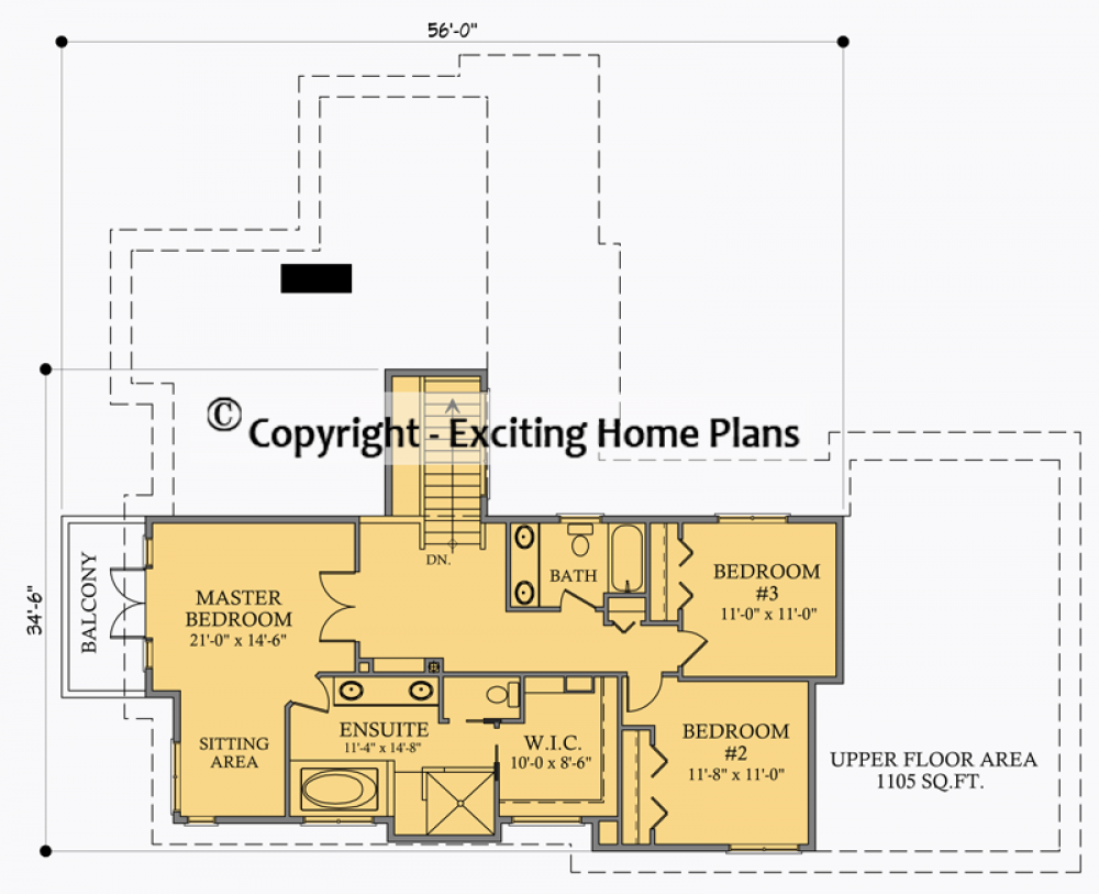 House Plan E1014-10  Upper Floor Plan