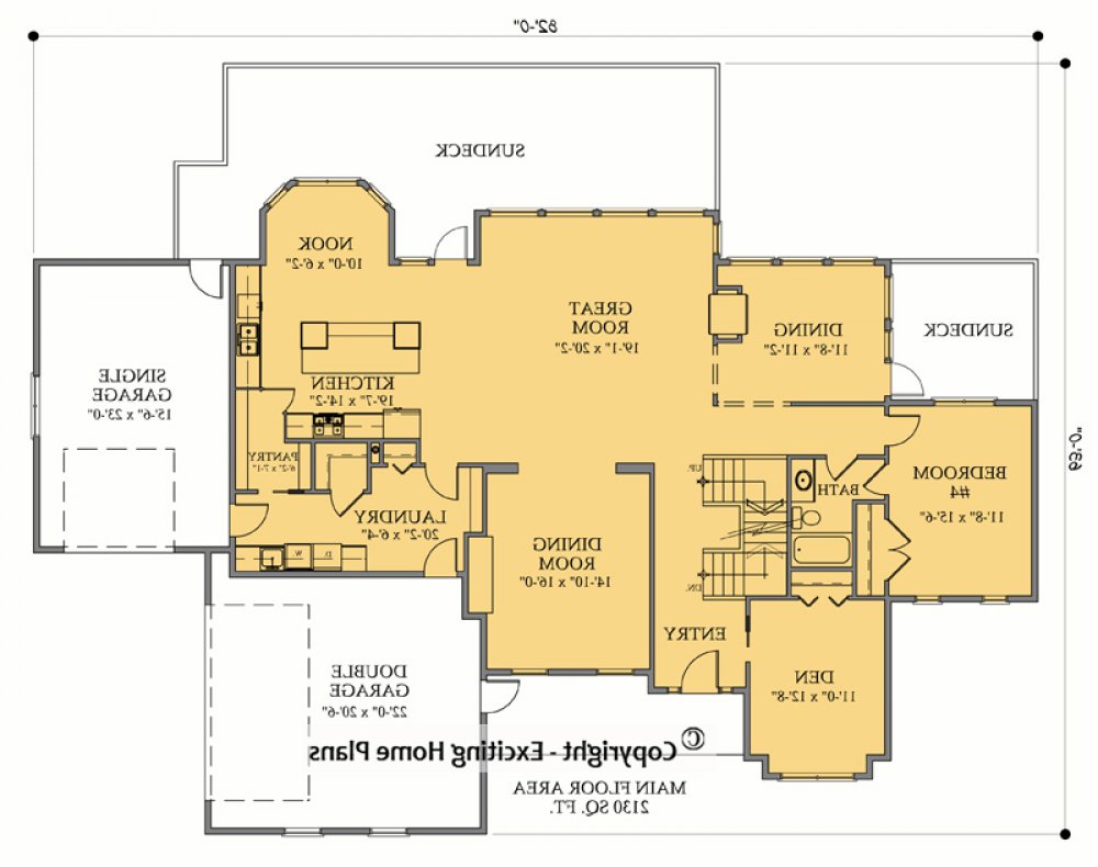 House Plan E1073-11  Main Floor Plan REVERSE