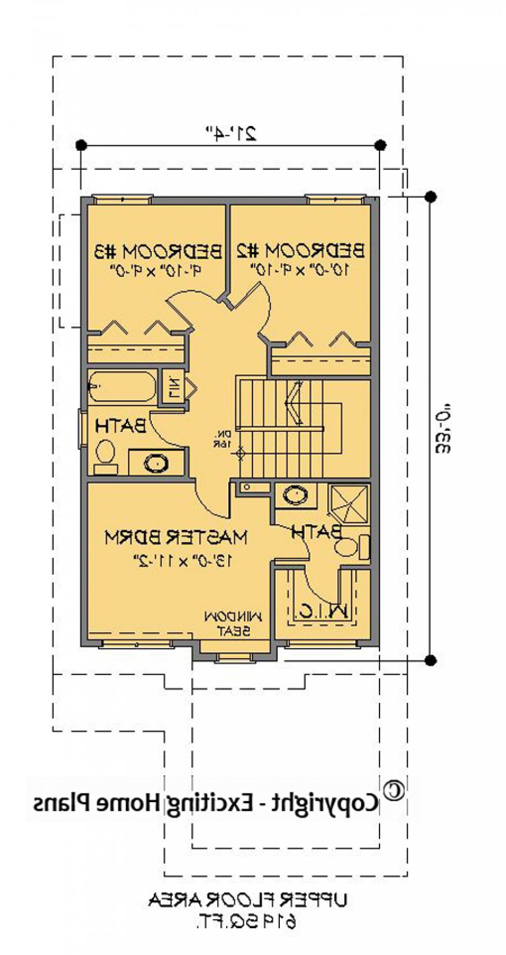 House Plan E1104-10 Upper Floor Plan REVERSE