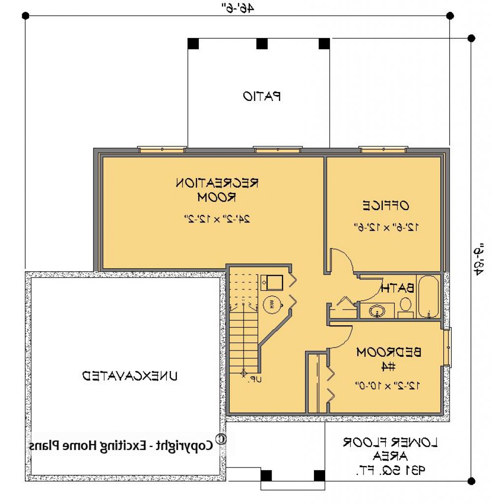 House Plan E1551-10 Lower Floor Plan REVERSE