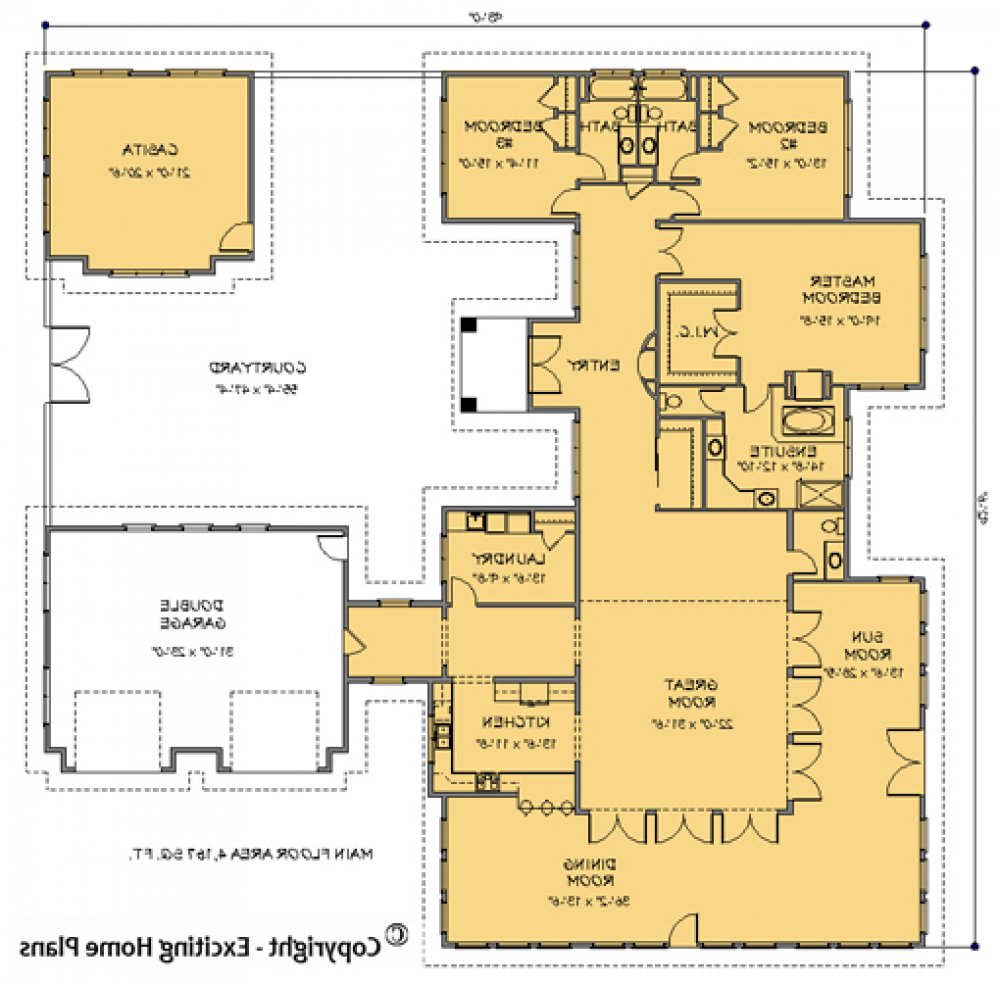 House Plan E1080-10 Main Floor Plan REVERSE