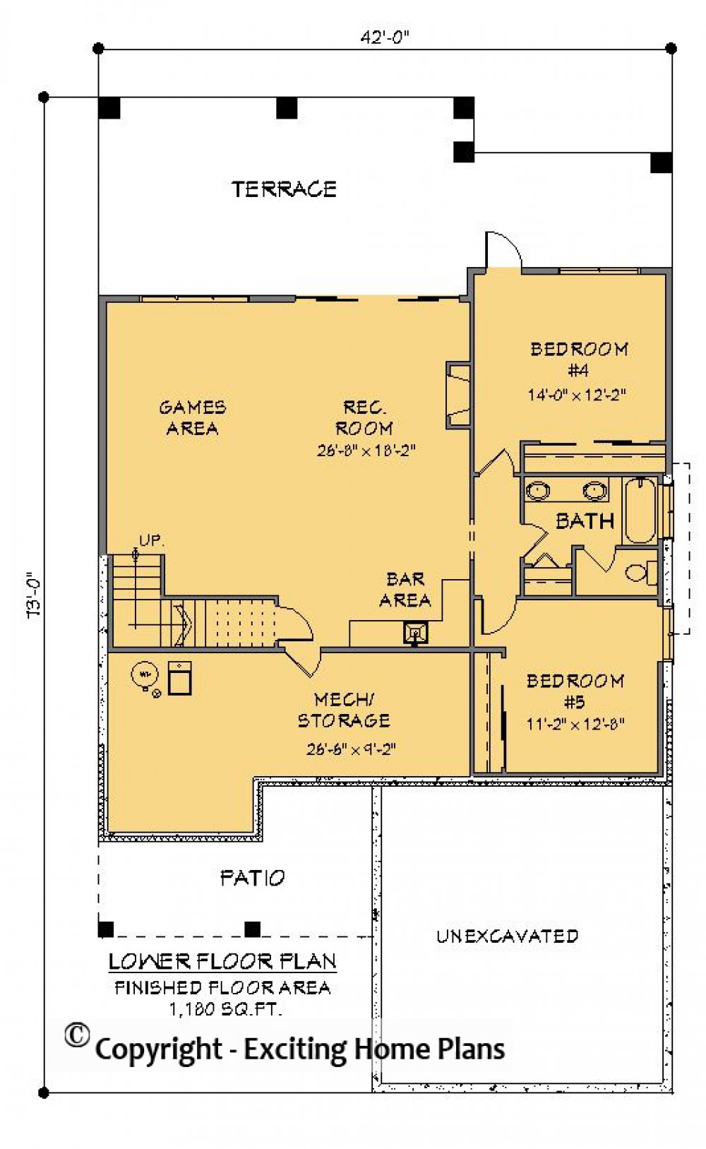 House Plan E1592-10 Lower Floor Plan