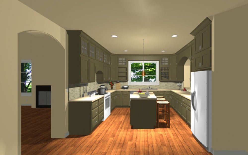House Plan E1081-10  Interior Kitchen 3D Area