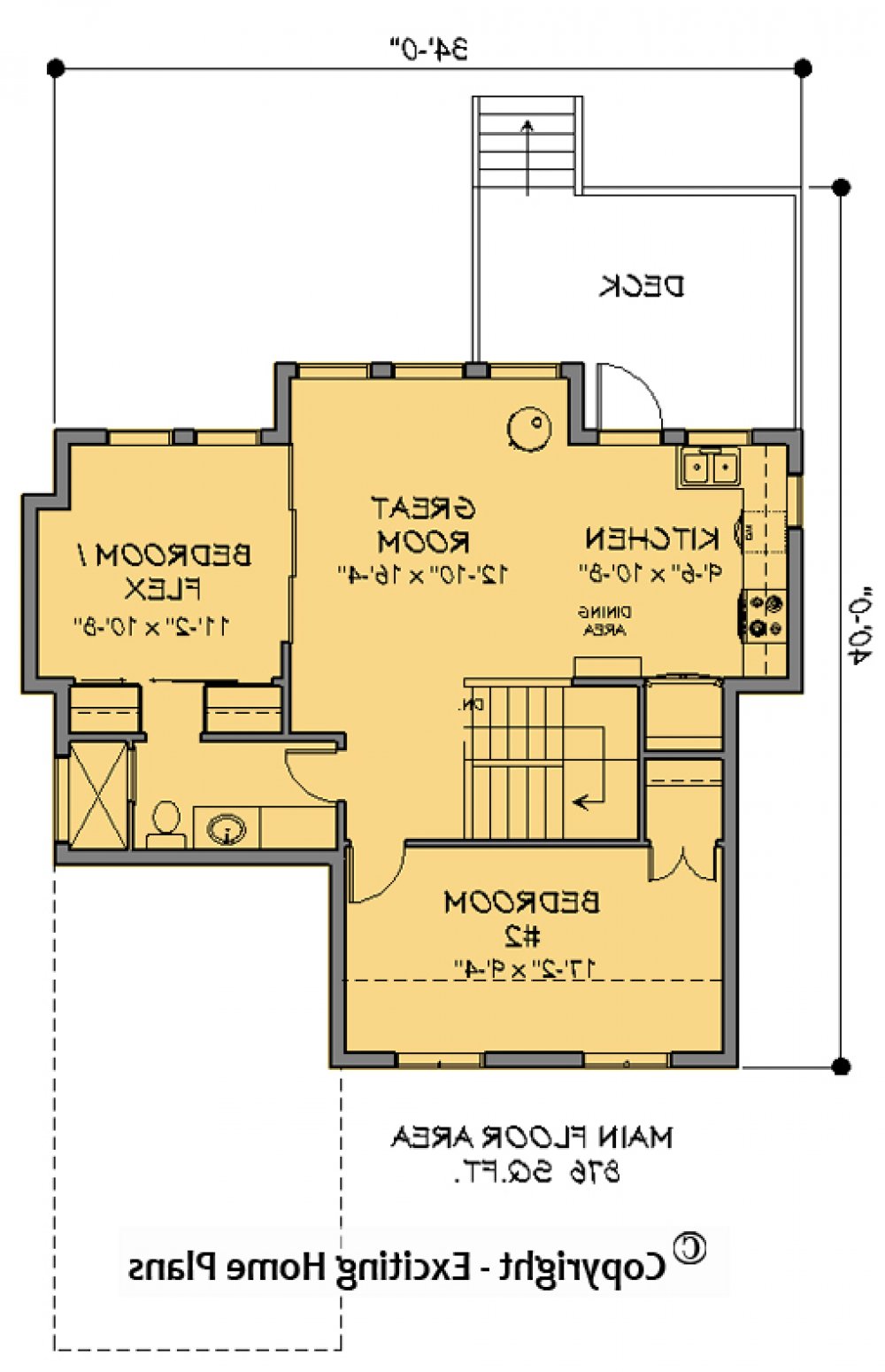 House Plan E1723-10 Main Floor Plan REVERSE