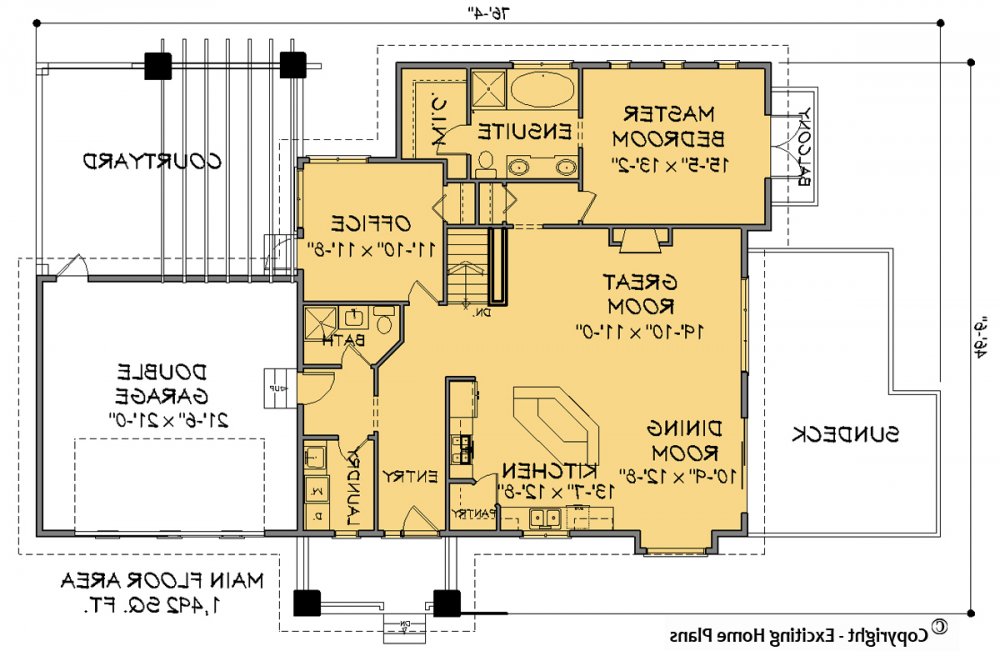 House Plan E1411-10 Main Floor Plan REVERSE