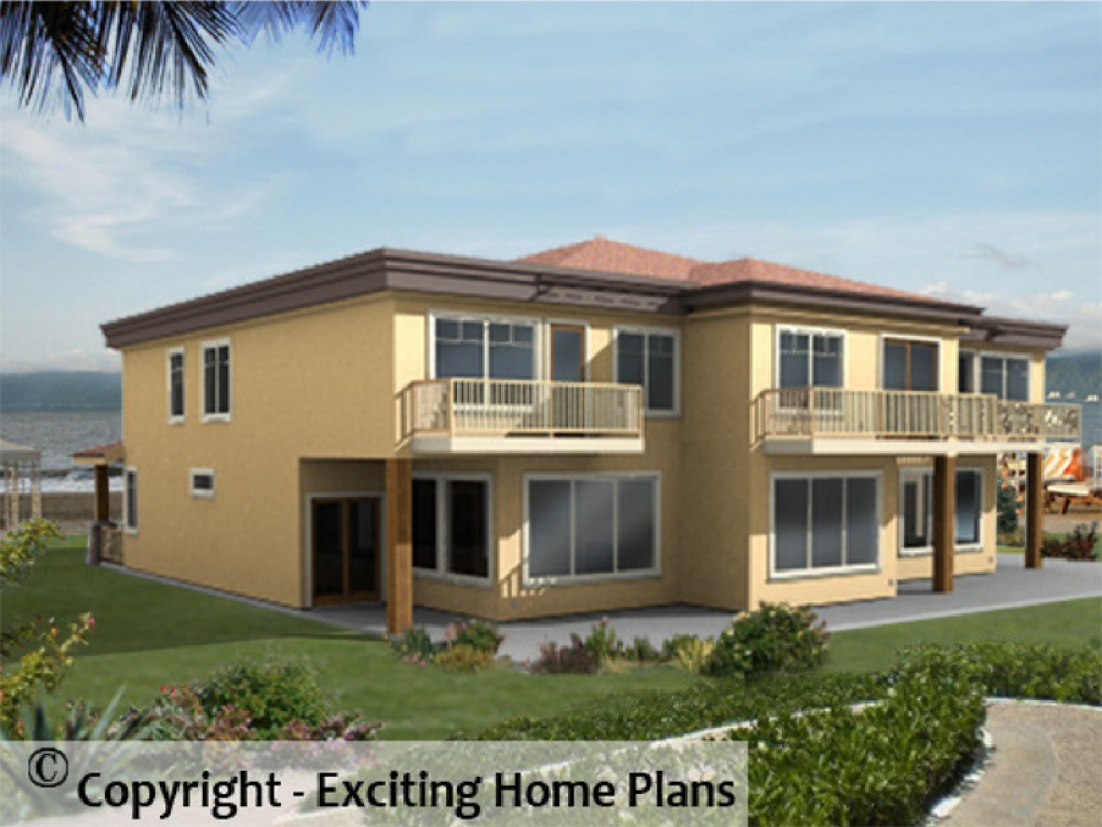 House Plan E1021-10  Rear 3D View