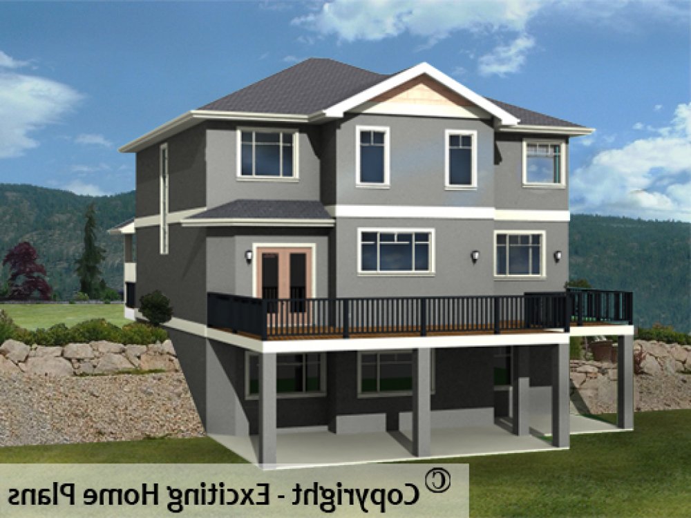 House Plan E1187-10 Rear 3D View REVERSE