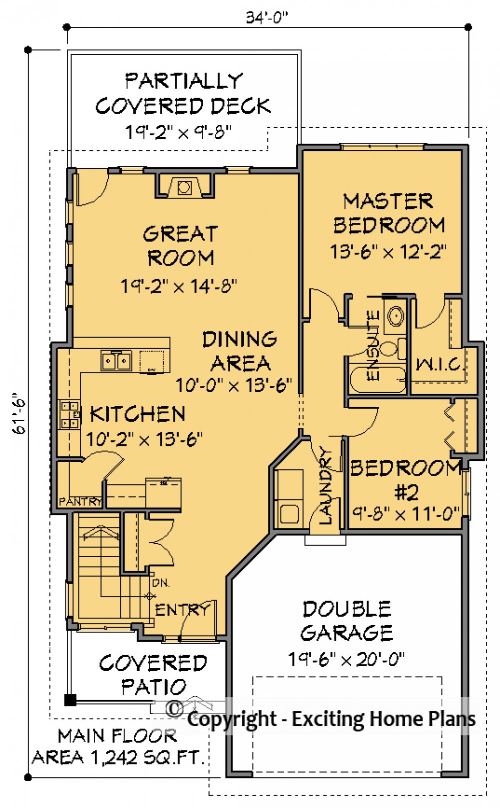 House Plan E1599 -10  Main Floor Plan