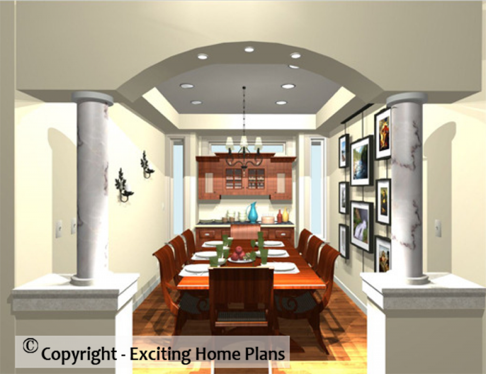 House Plan E1027-10 Interior Dining 3D Area
