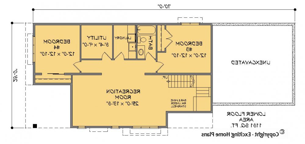House Plan E1485-10 Lower Floor Plan REVERSE