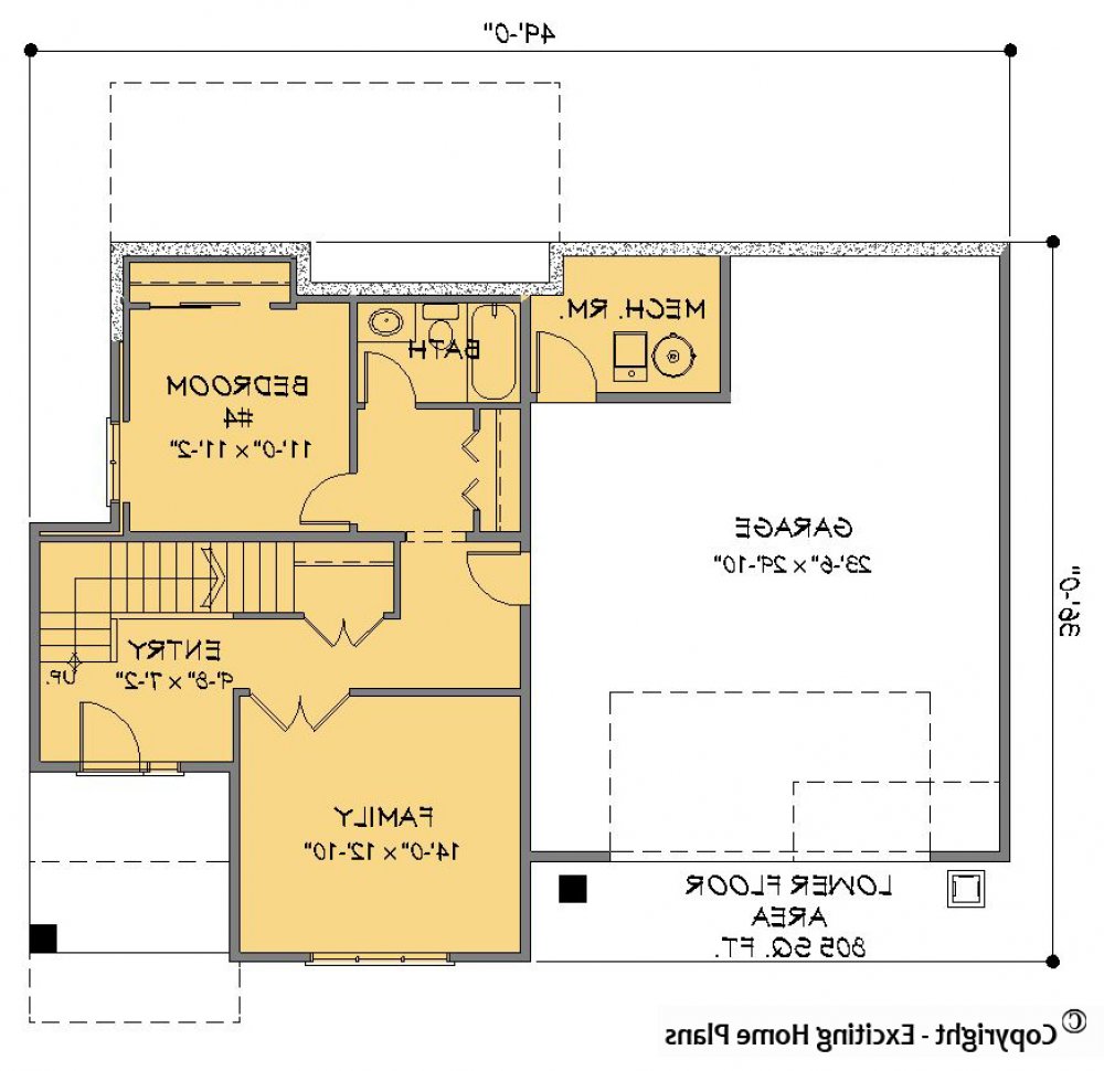 House Plan E1658-10 Lower Floor Plan REVERSE
