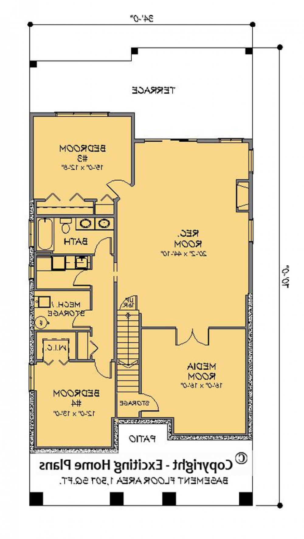 House Plan E1084-10 Lower Floor Plan REVERSE