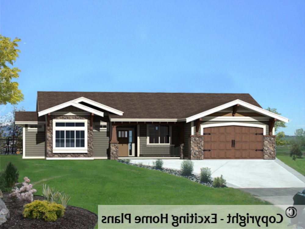 House Plan E1325-10 Exterior 3D View REVERSE