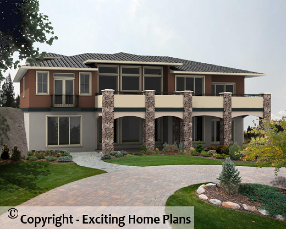 House Plan E1418-10 Rear 3D View