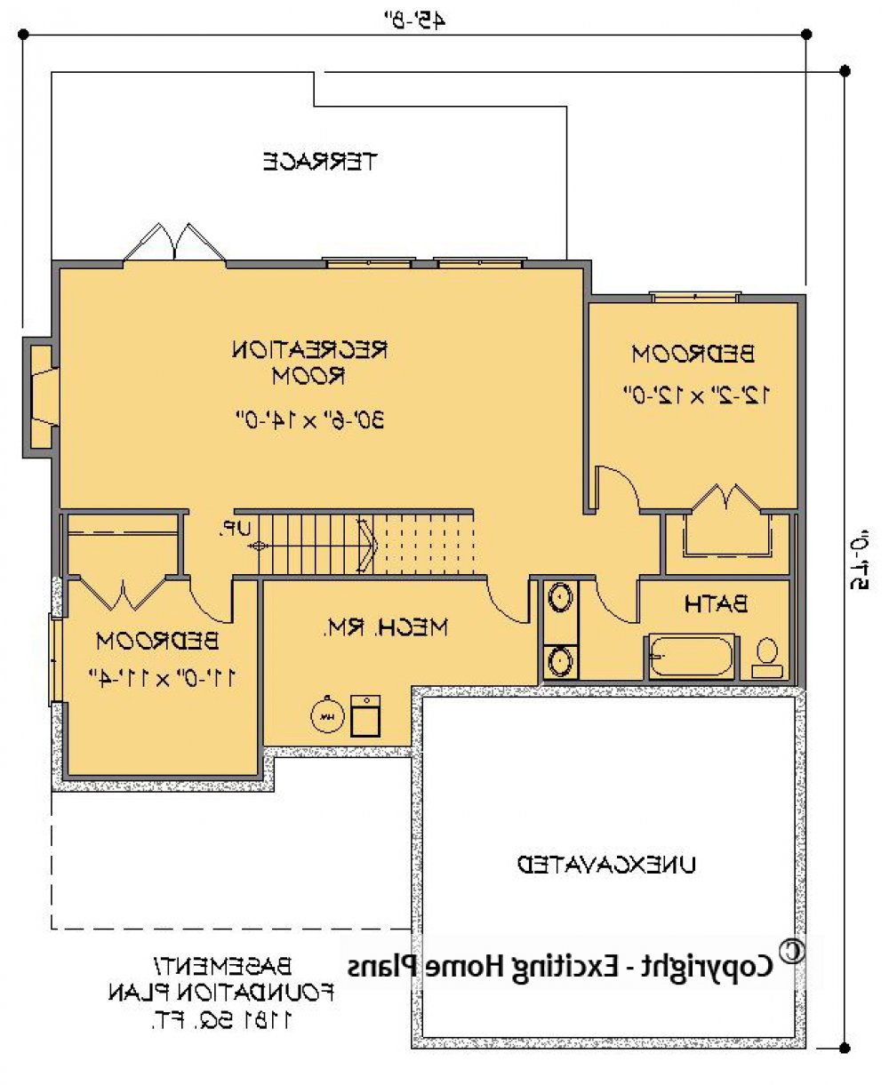 House Plan E1451-10 Lower Floor Plan REVERSE