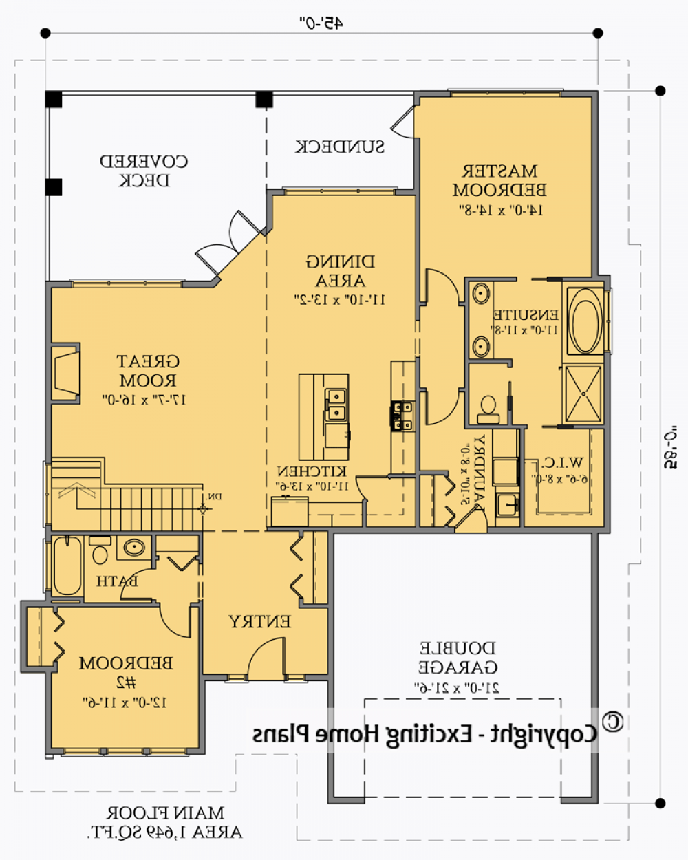 House Plan E1049-10 Main Floor Plan REVERSE