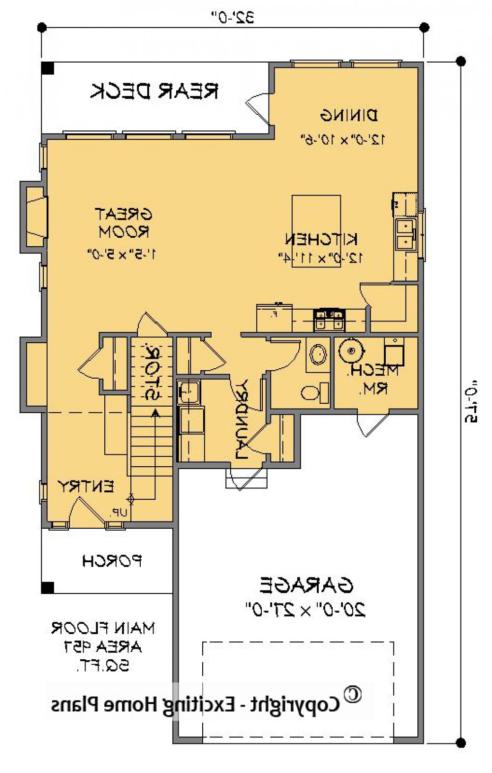House Plan 1574-10  Main Floor Plan REVERSE