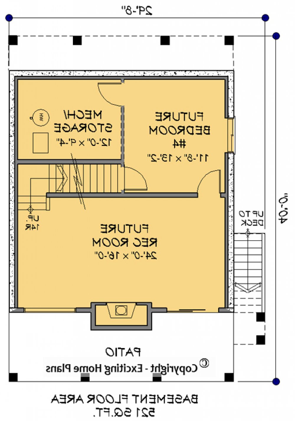 House Plan E1114-10 Lower Floor Plan REVERSE