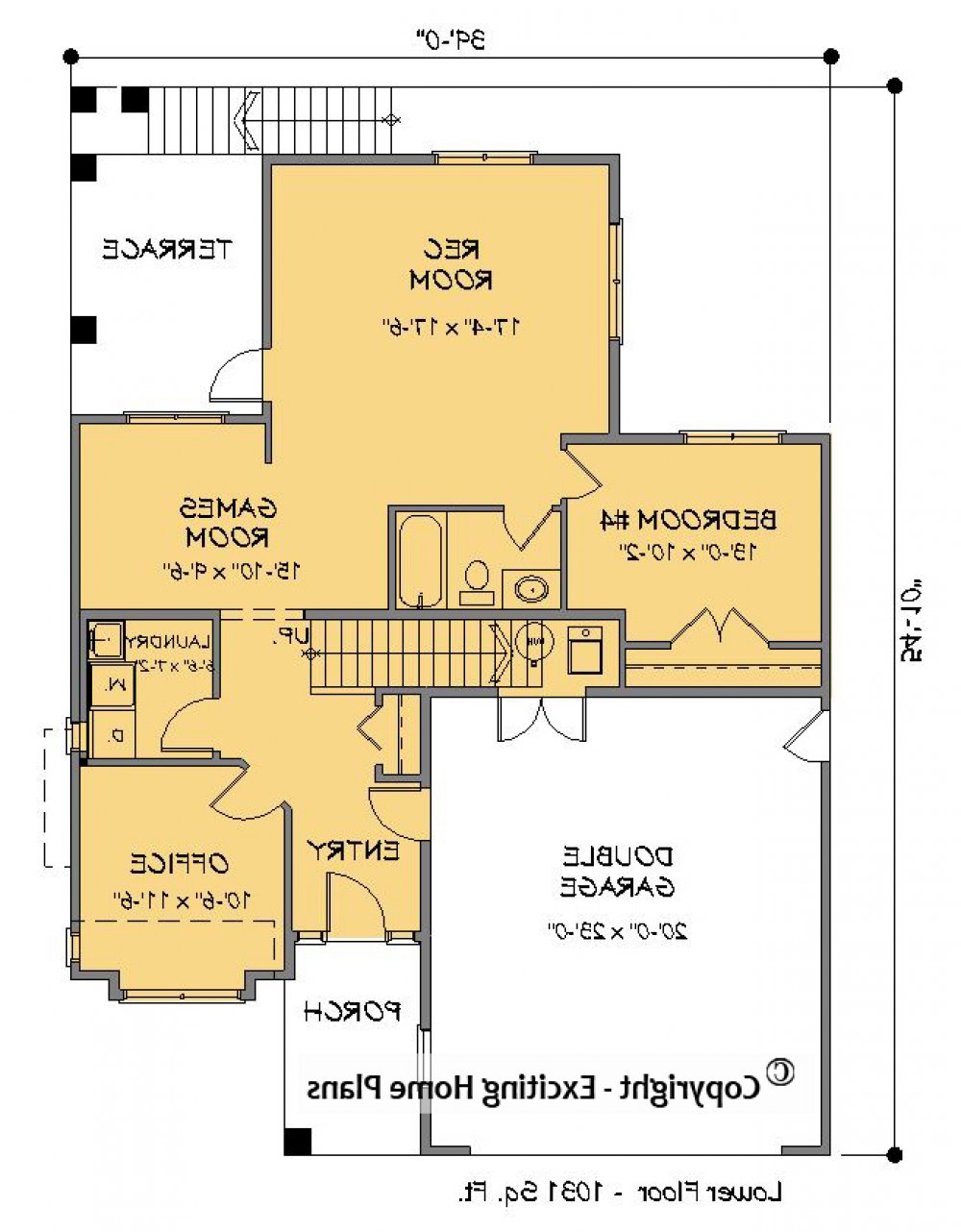 House Plan E1430-10 Lower Floor Plan REVERSE