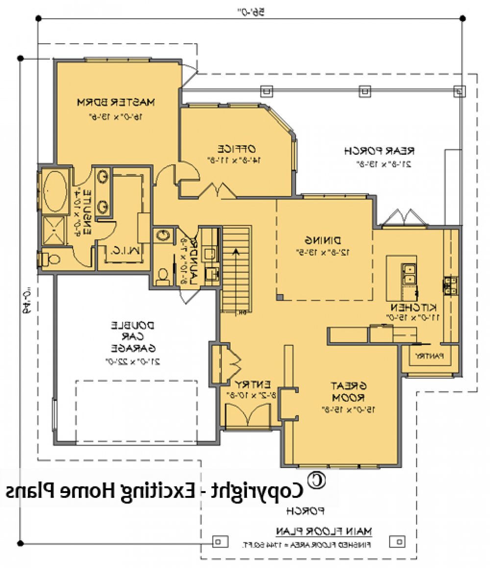 House Plan E1733-10 Main Floor Plan REVERSE