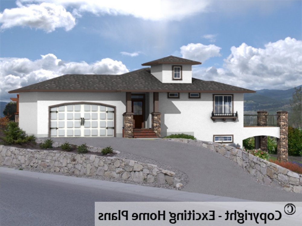 House Plan E1439-10 Front 3D View REVERSE