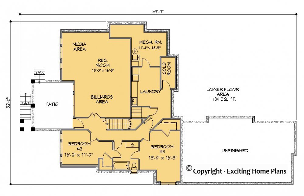 House Plan E1237-10 Lower Floor Plan