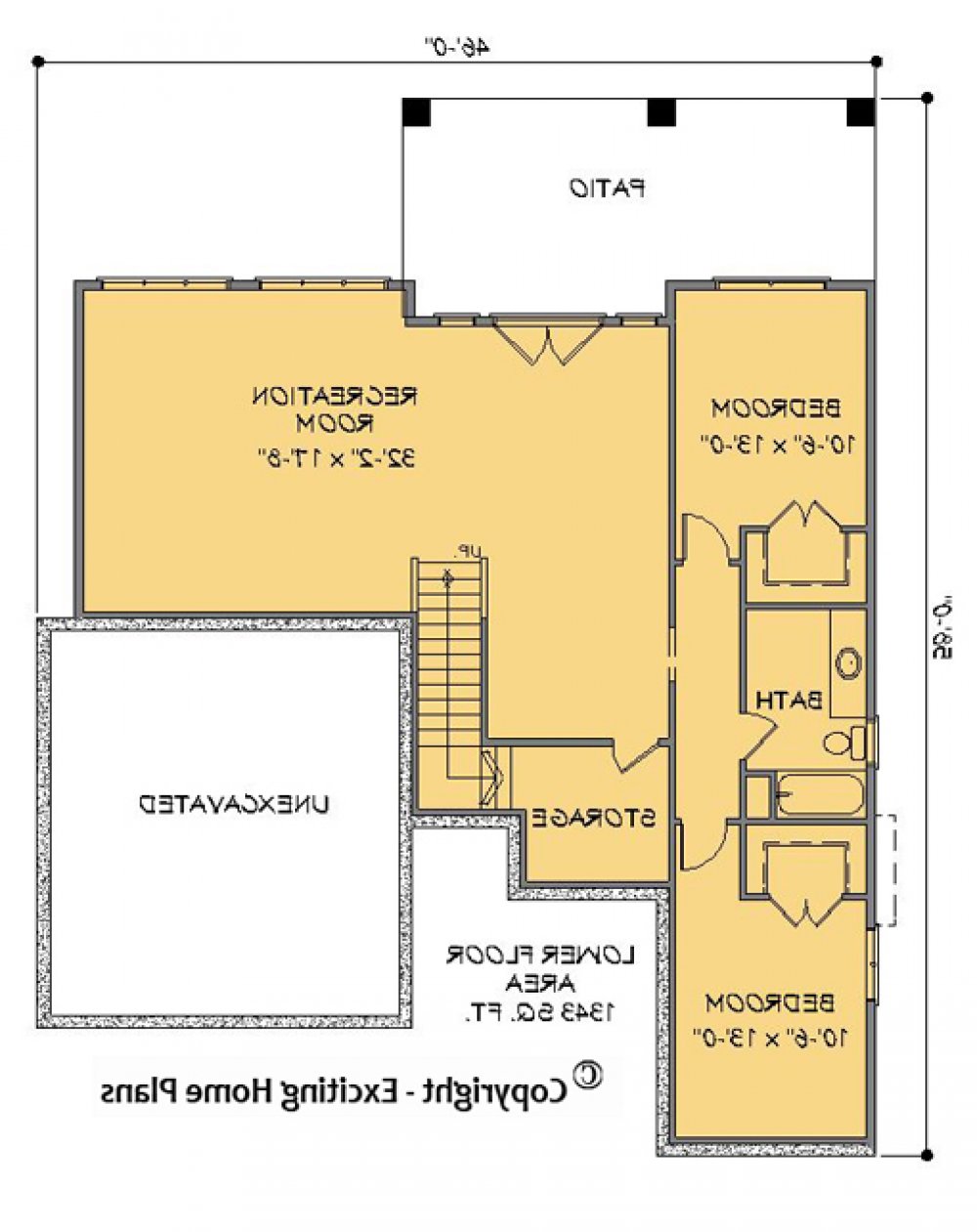 House Plan E1561-10 Lower Floor Plan REVERSE