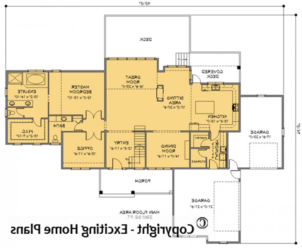 House Plan E1500-10  Main Floor Plan REVERSE