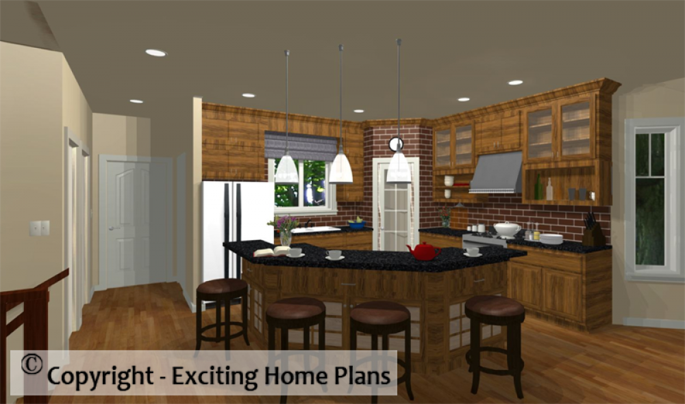 House Plan E1013-10 Interior Kitchen 3D Area