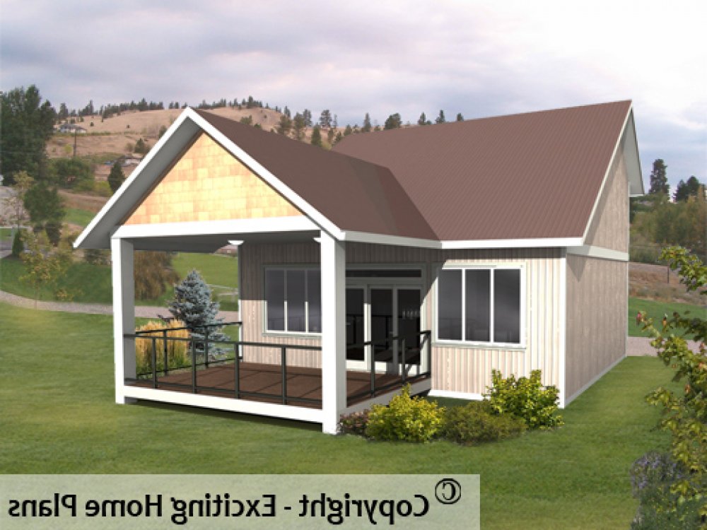 House Plan E1113-10 Rear 3D View REVERSE