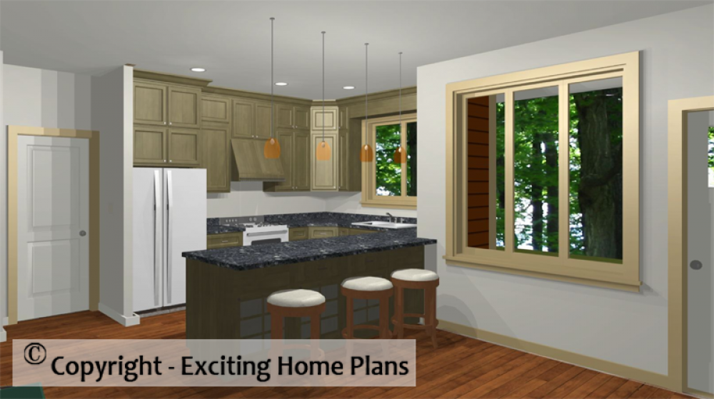 House Plan E1001-10M Interior Kitchen Area