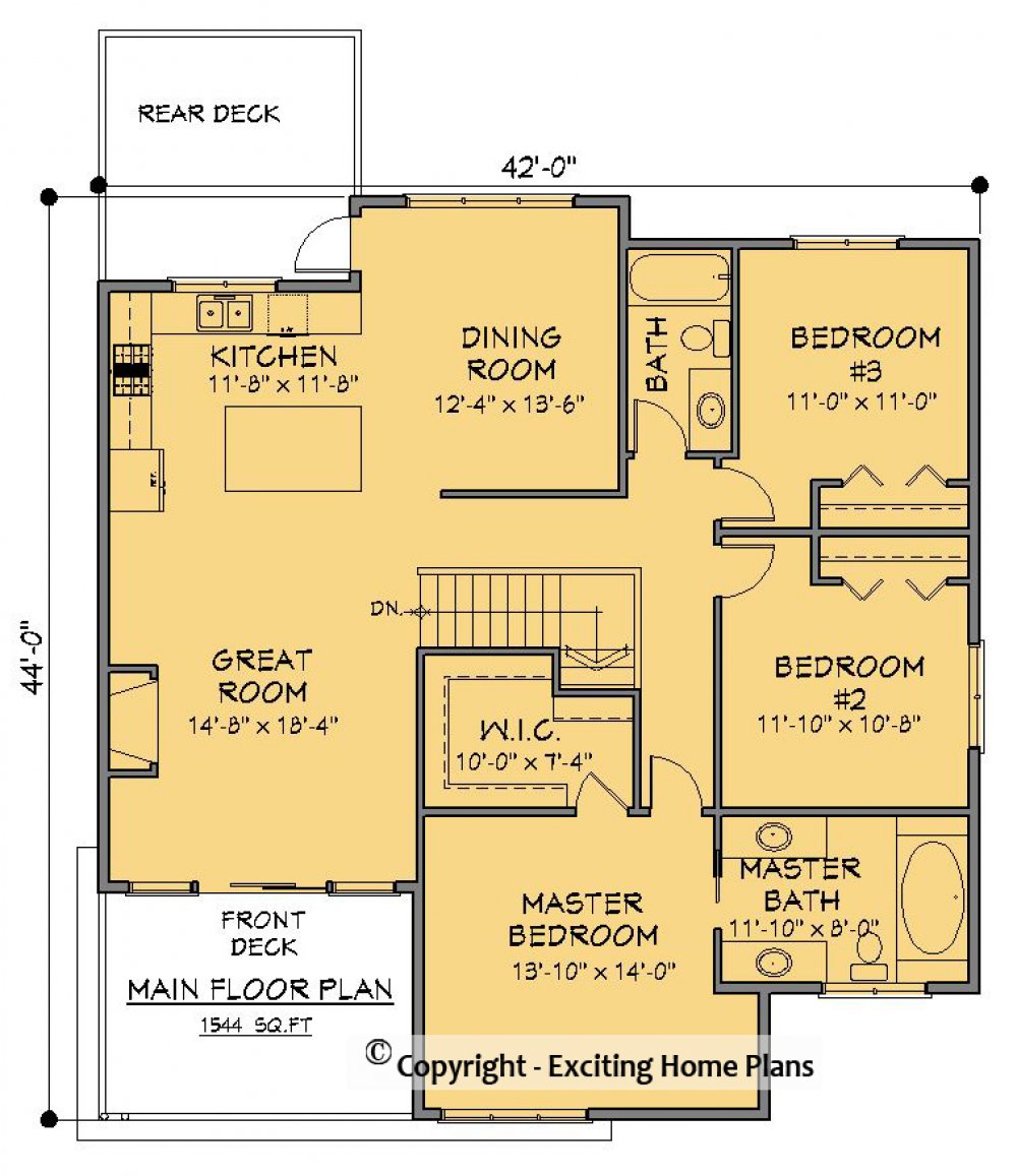 House Plan E1628-10 Main Floor Plan