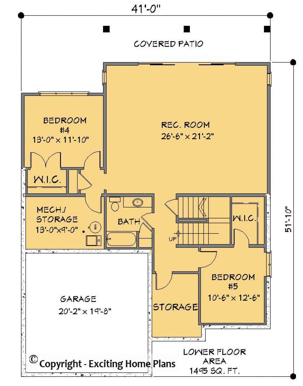 House Plan E1201-10 Lower Floor Plan