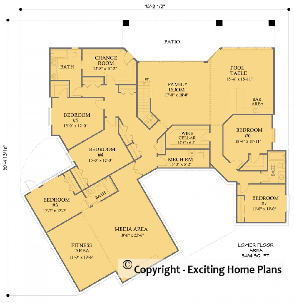 House Plan E1250-10  Lower Floor Plan