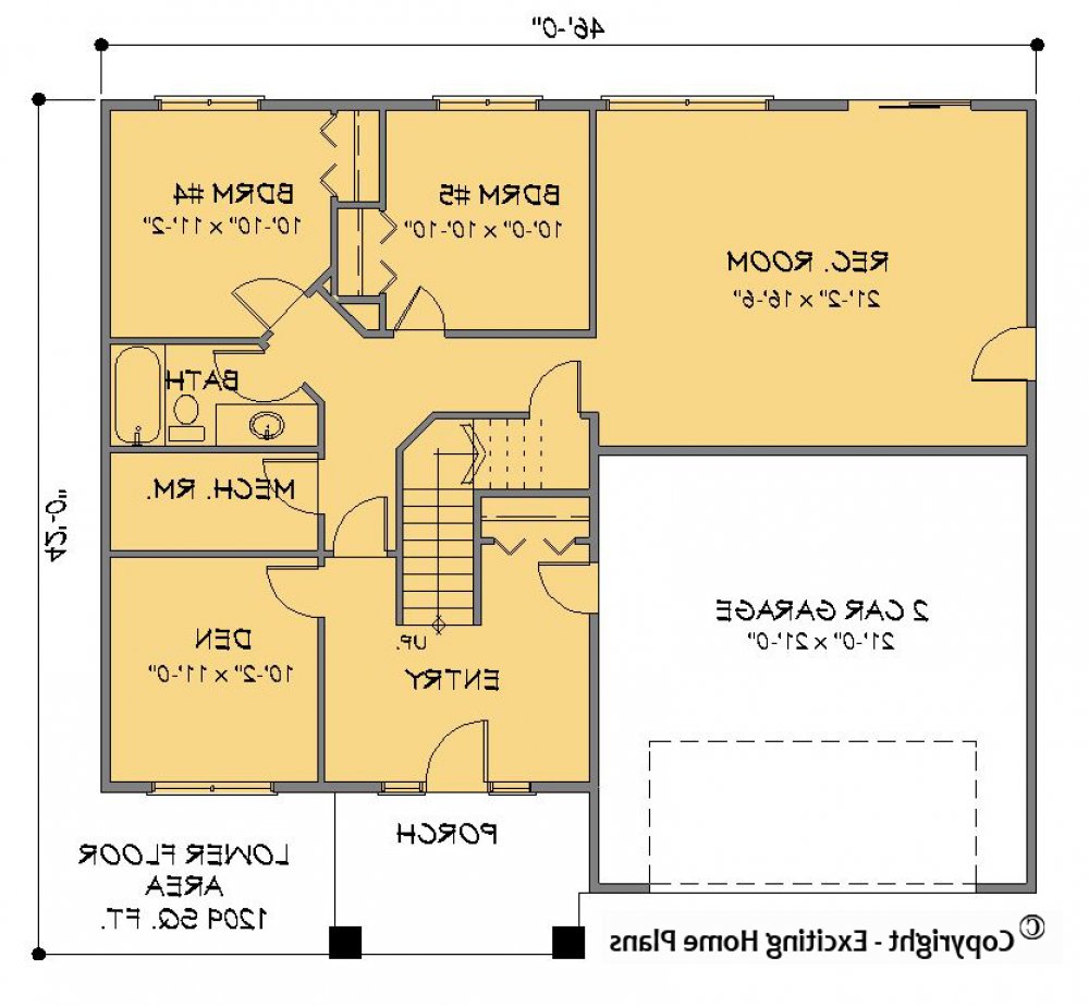 House Plan E1399-10 Lower Floor Plan REVERSE