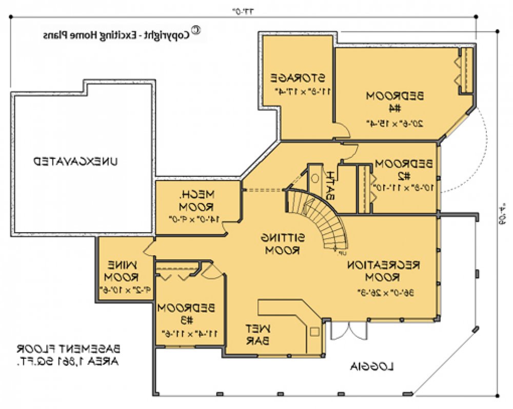 House Plan E1148-10 Lower Floor Plan REVERSE