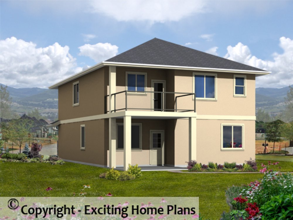 House Plan E1357-10 Rear 3D View