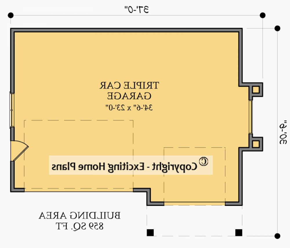House Plan E1008-10 Garage Floor Plan REVERSE