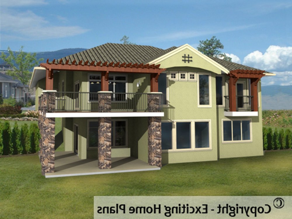 House Plan E1118-10 Rear 3D View REVERSE