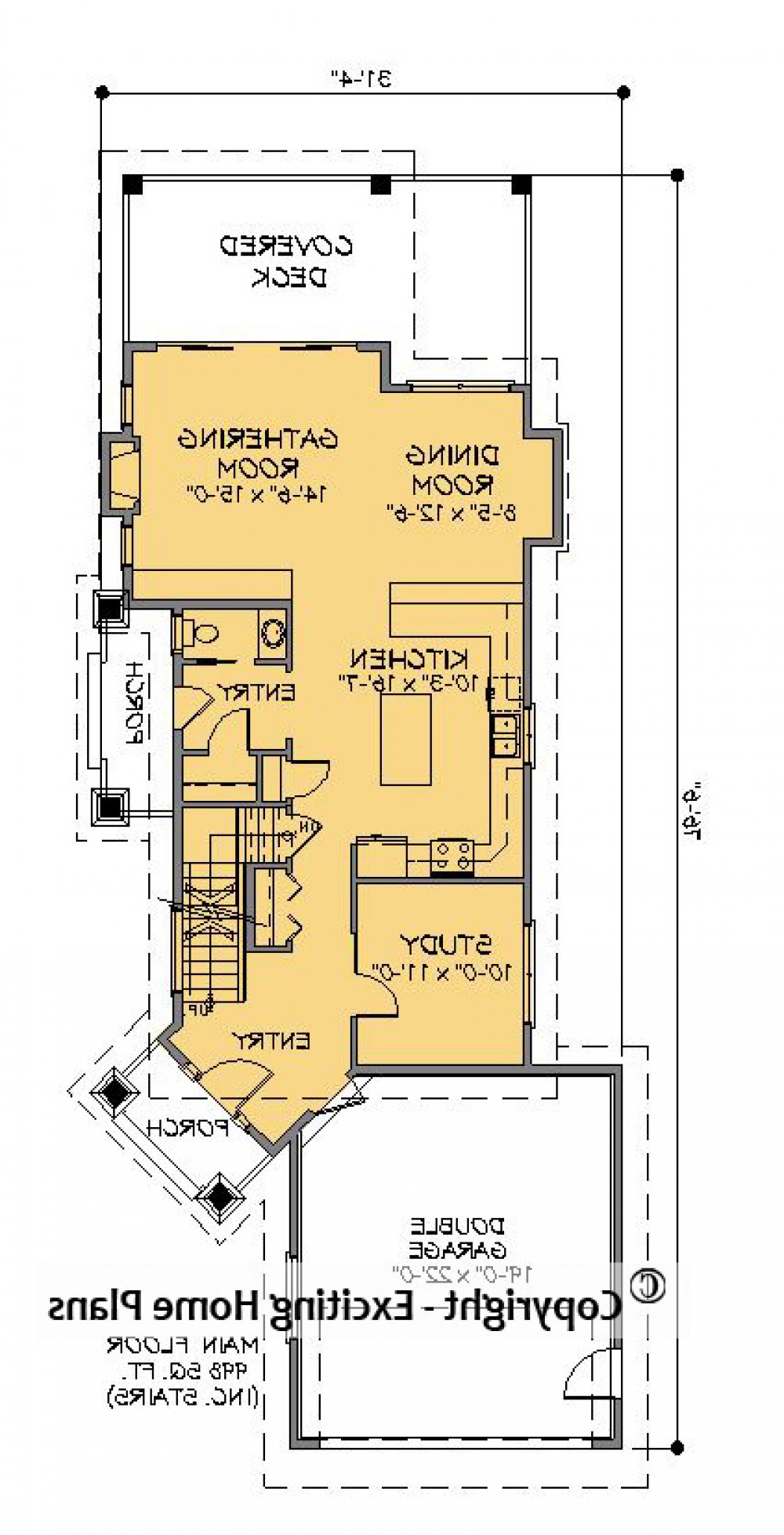House Plan E1291-10 Main Floor Plan REVERSE