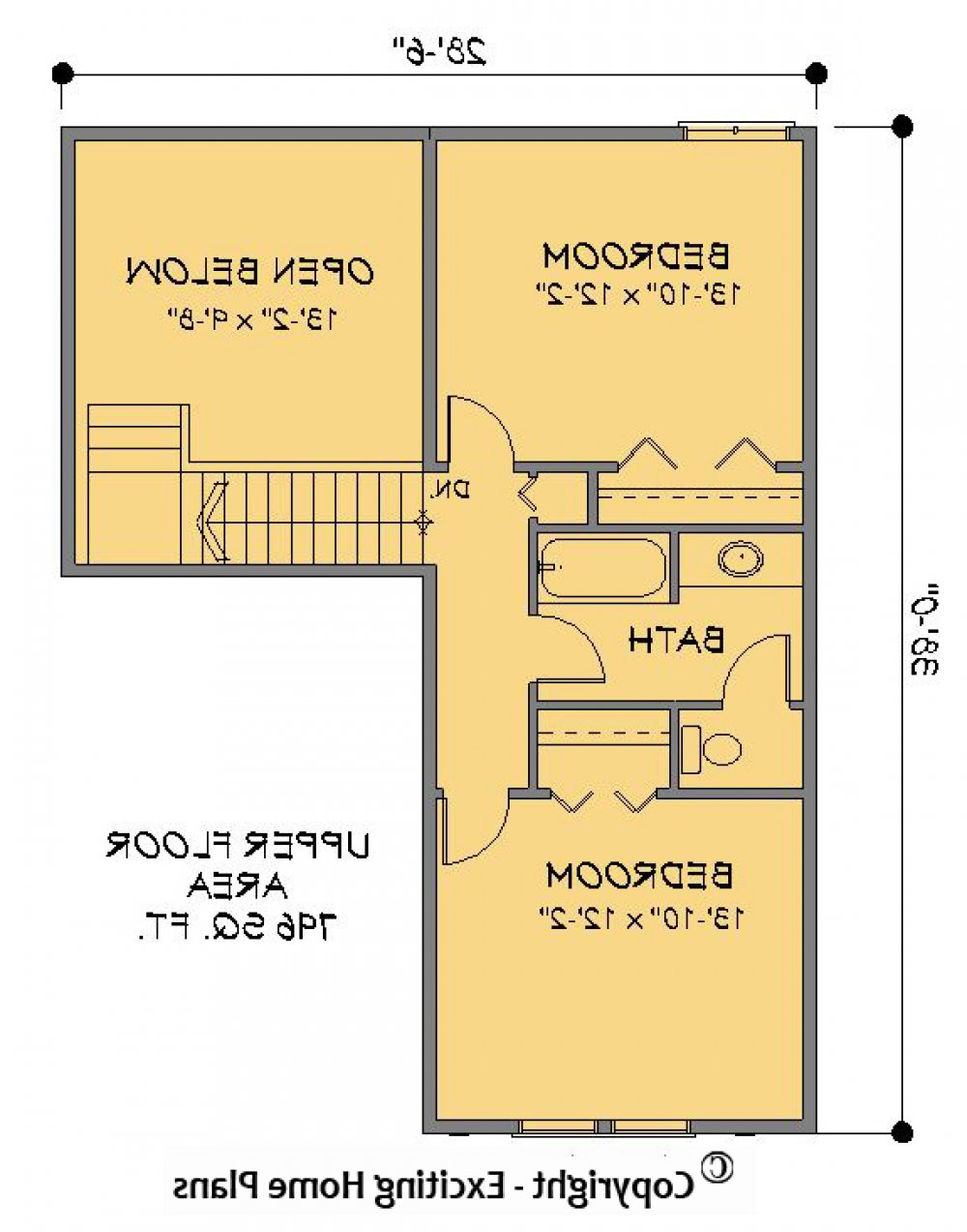 House Plan E1323-10 Upper Floor Plan REVERSE