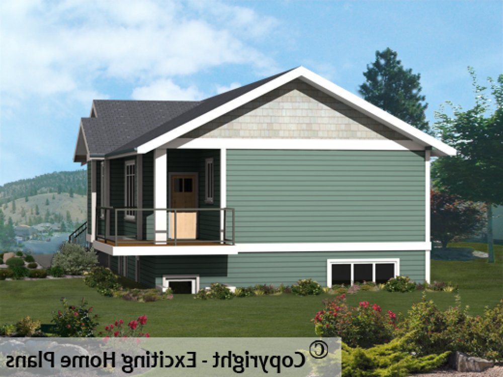 House Plan E1515-10 Rear 3D View REVERSE