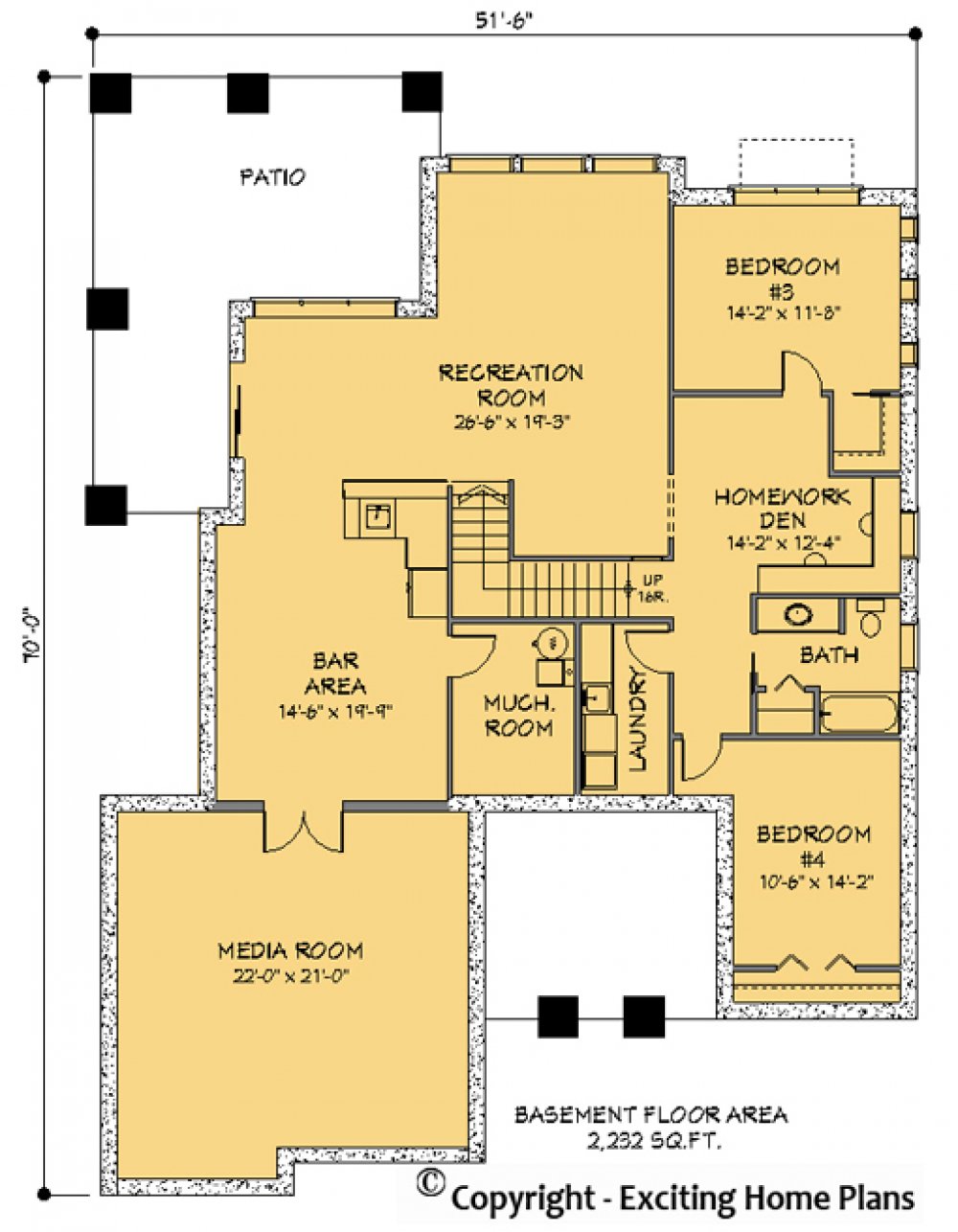 House Plan E1118-10 Lower Floor Plan
