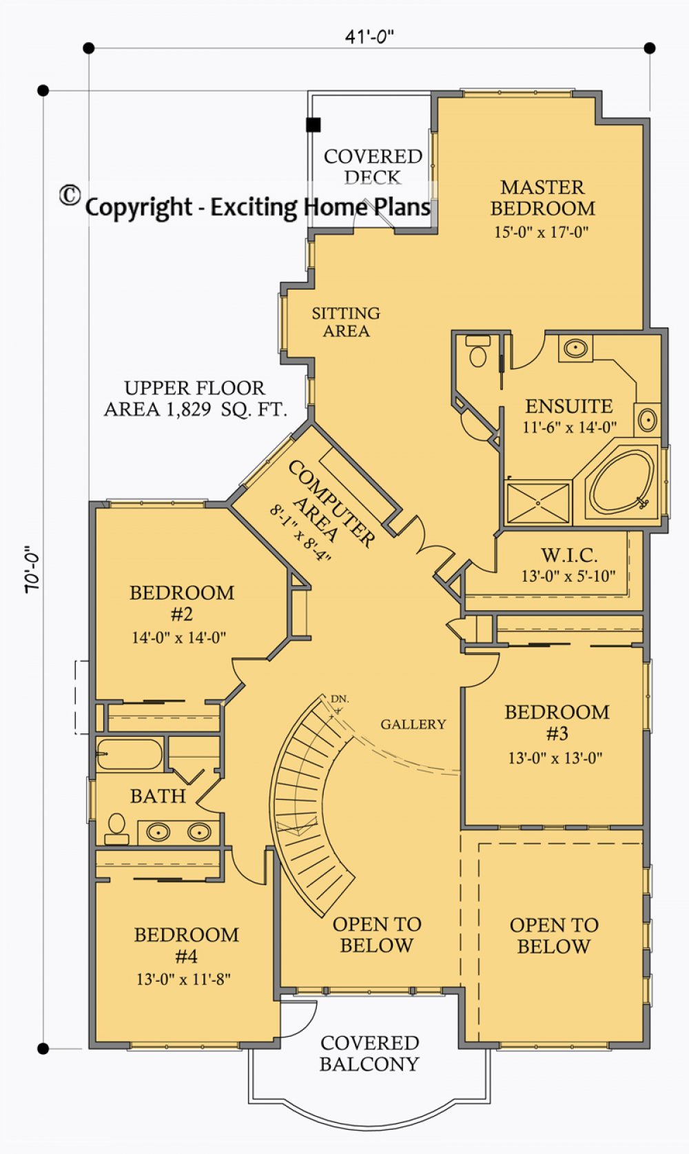 House Plan E1066-10 Upper Floor Plan