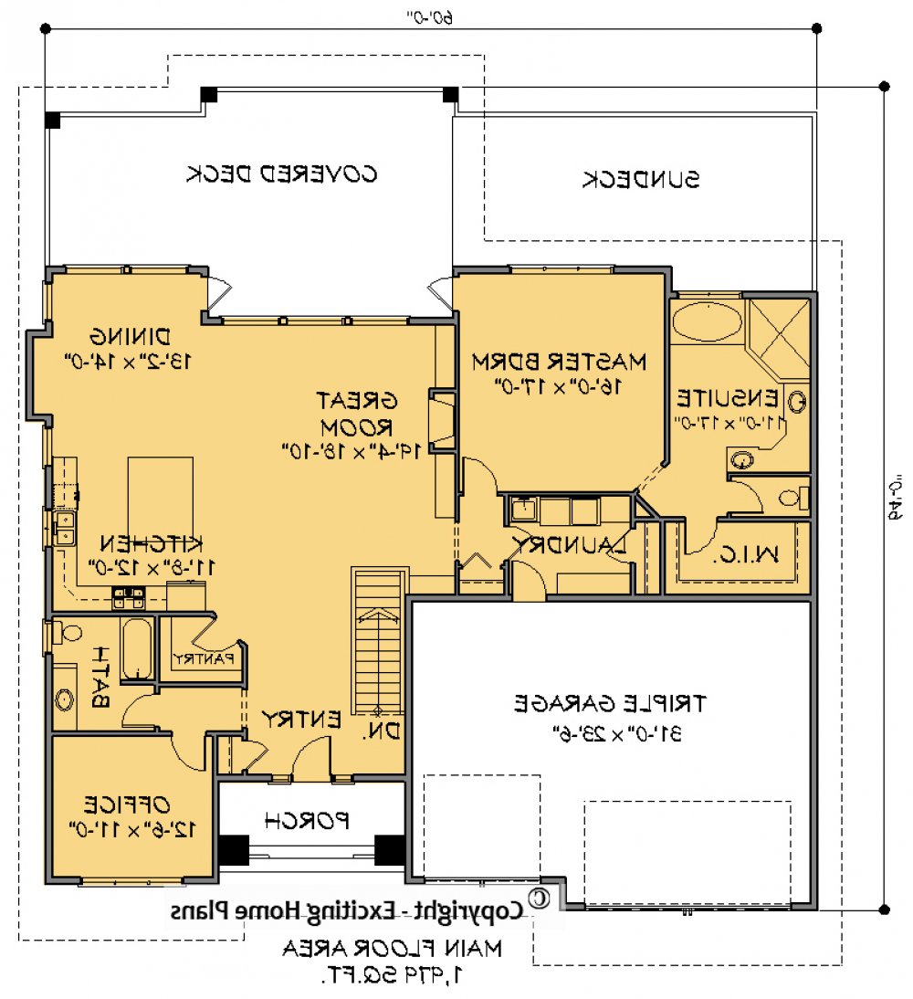 House Plan E1588-10 Main Floor Plan REVERSE