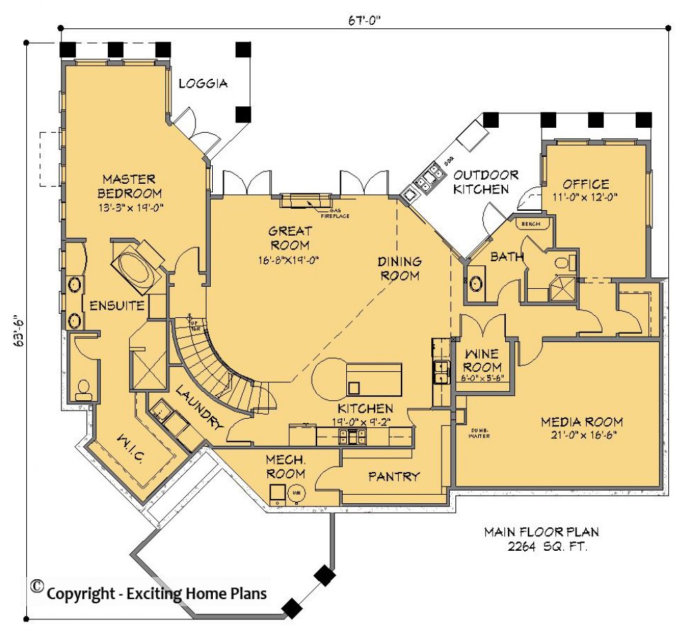 House Plan E1262-10 Main Floor Plan
