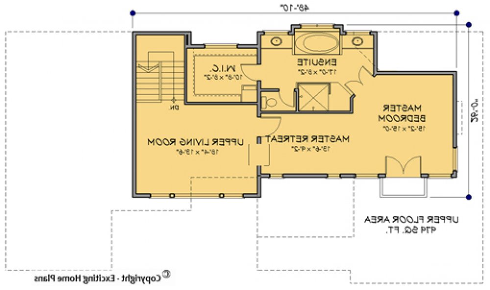 House Plan E1089-10  Upper Floor Plan REVERSE