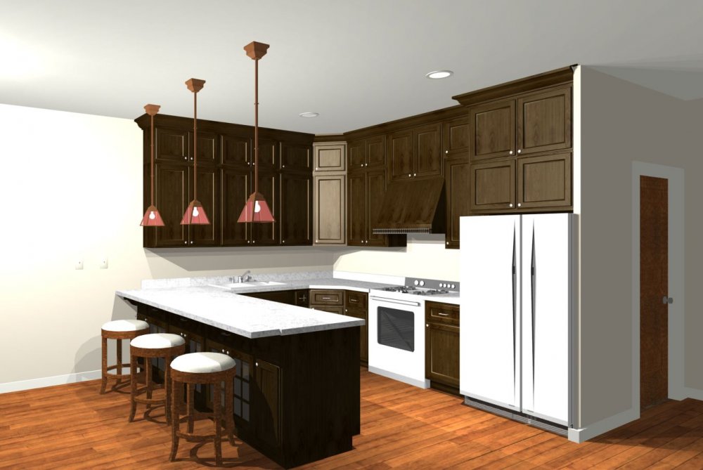 House Plan E1370-10 Interior Kitchen 3D Area